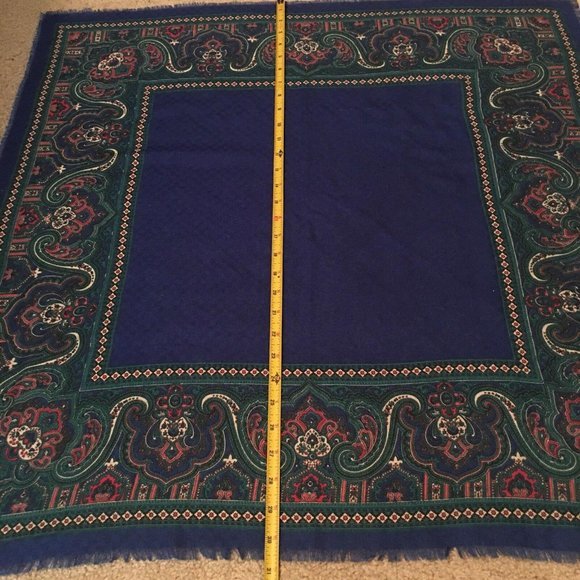 Pretty Patterned Blue Square Scarf - Picture 4 of 12